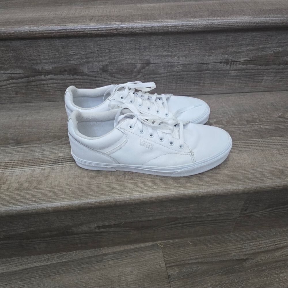 VANS White leather skate shoe tennis shoe  men's size 10 - Picture 5 of 6